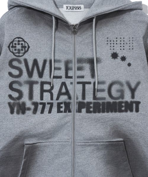 Sizing YOOHEE Lucky Sweet Graphic Zip-Up Hoodie - Melange Grey YHHZGA005MG