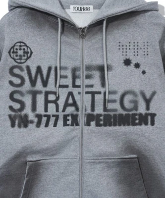 YOOHEE Lucky Sweet Graphic Zip-Up Hoodie - Melange Grey YHHZGA005MG Sizing YOOHEE Lucky Sweet Graphic Zip-Up Hoodie - Melange Grey YHHZGA005MG