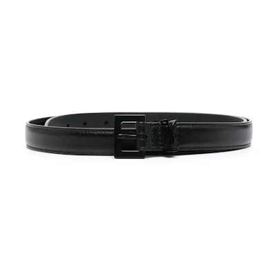 YSL Saint Laurent Slim Leather Belt Black 2cm Width 612616BOO0U