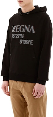 Z Zegna 黑色棉質印花連帽衫長袖上衣。 VU458-ZZ862O-7O1 Details for Z Zegna 黑色棉質印花連帽衫長袖上衣。 VU458-ZZ862O-7O1