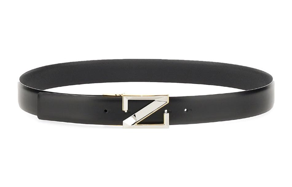 Lookbook Z Zegna 黑色皮帶搭配時尚字母扣 - 3.5cm 寬。 LHAVOB029GZNER