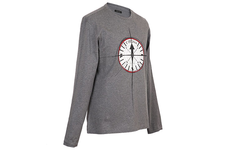 Shop Z Zegna 灰色長袖棉質圓領T恤 VR372-ZZ685W-6W2