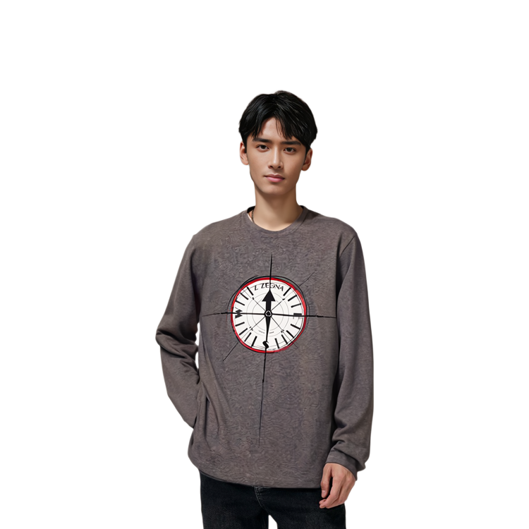 Details for Z Zegna 灰色長袖棉質圓領T恤 VR372-ZZ685W-6W2