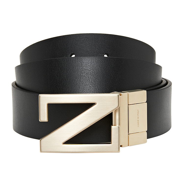Z Zegna  Leather Belt with Textured Z Buckle - 3.5cm Width. LHBOVB027OZCHN