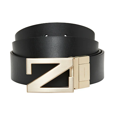 Z Zegna Leather Belt with Textured Z Buckle - 3.5cm Width. LHBOVB027OZCHN