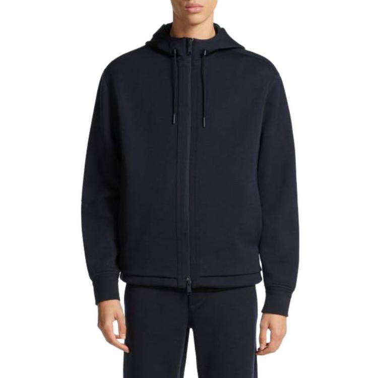 Lookbook Z Zegna 海軍藍連帽純色拉鍊夾克 E8564ACT803B09