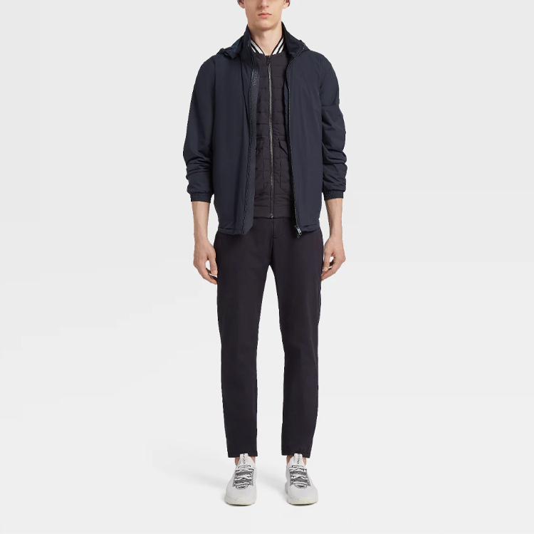 Shop Z Zegna 海軍藍長袖連帽外套 休閒上衣 VV019-ZZ036-B09