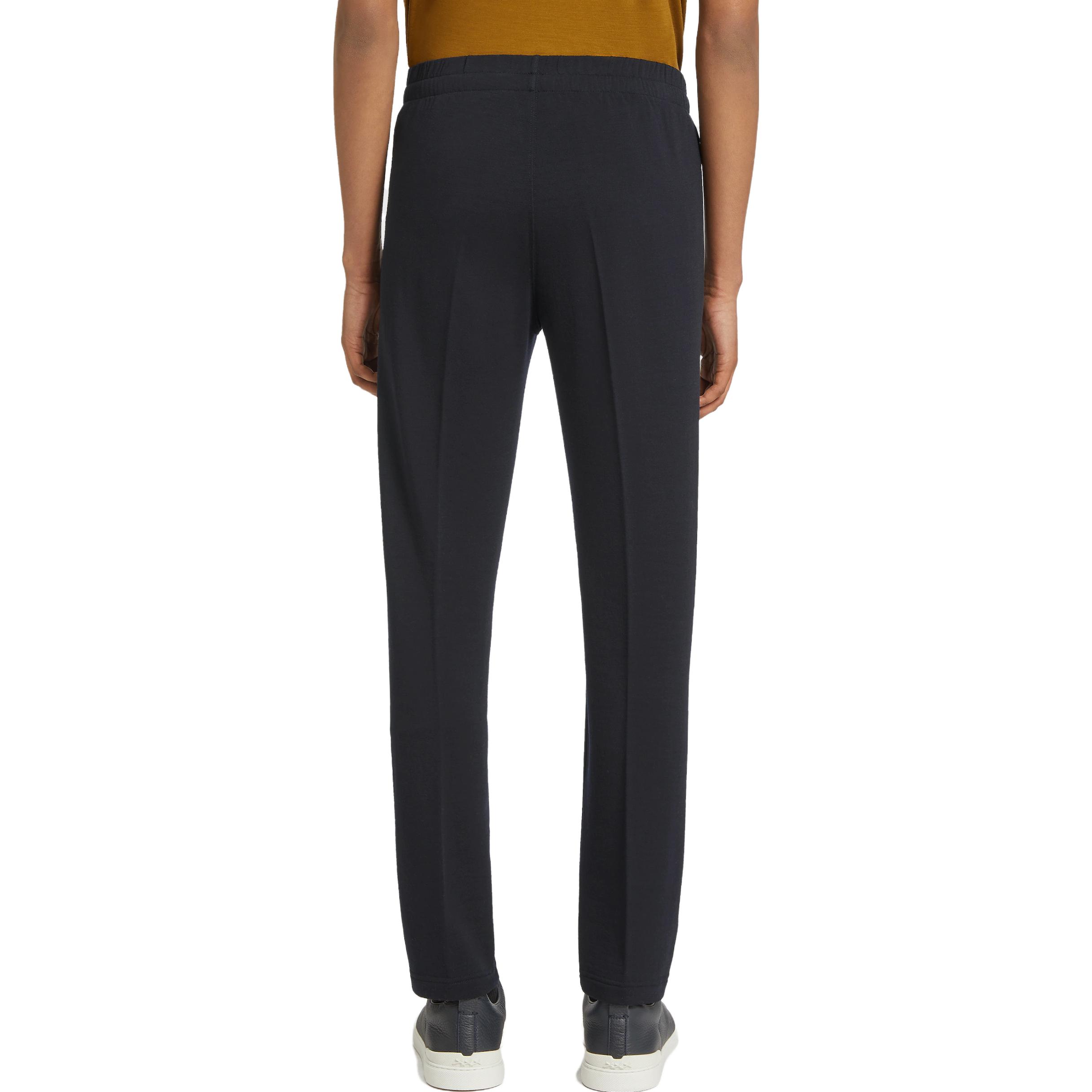 Shop Z Zegna 海軍藍直筒彈性休閒褲。 E8475-P60-B09