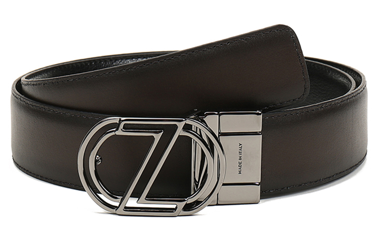 Sizing Z Zegna 雙面皮帶 黑/棕色 3.5公分寬 BMRA1B-J1107C-NTM