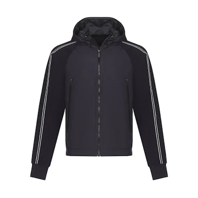 Z Zegna Side Stripe Hooded Jacket Dark Blue. VY472-ZZ893-B09