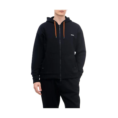 Z Zegna Solid Color Zip-Up Hoodie Jacket Black. N6MK01510001