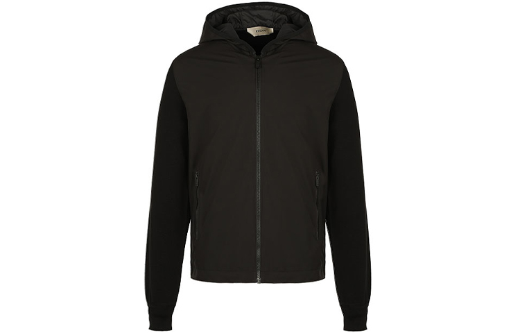 Z Zegna Black Casual Hooded Solid Zip-Up Hoodie Jacket VUC63-ZZ178-K09