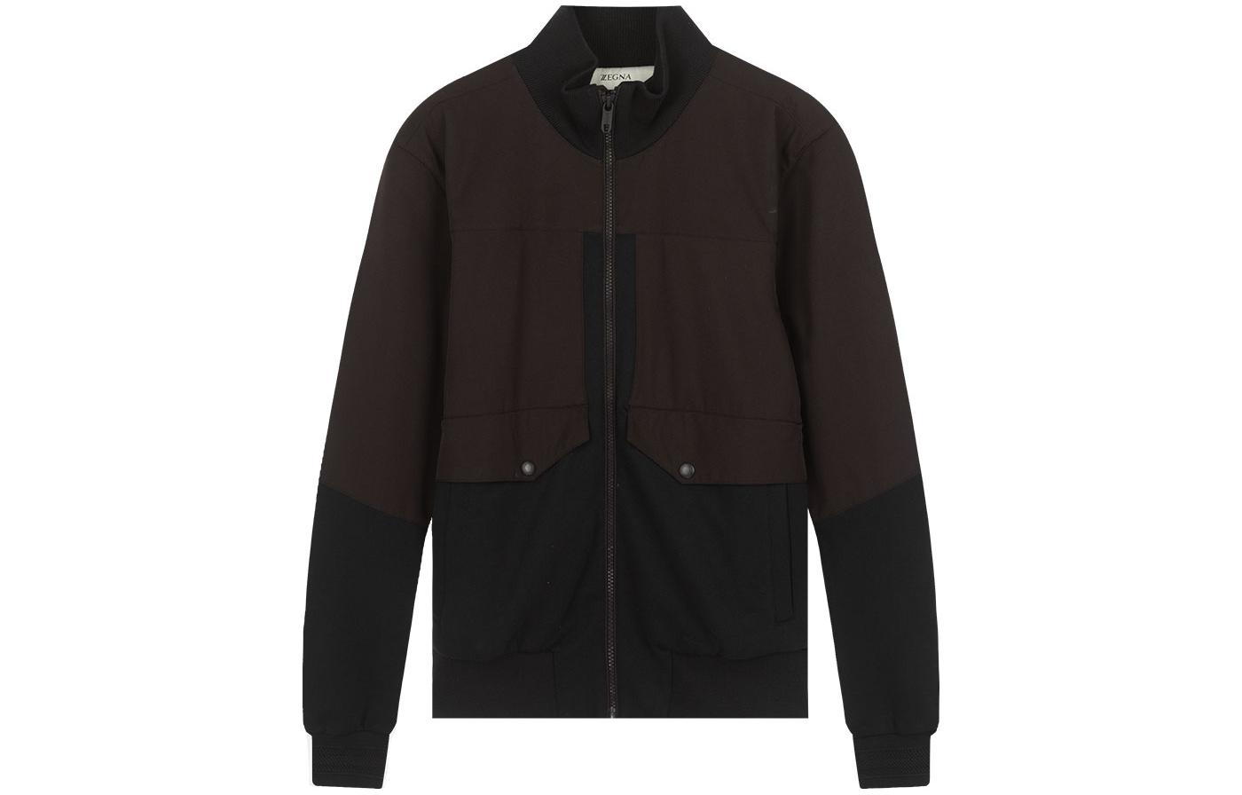 Z Zegna Black Patchwork Stand Collar Jacket with Large Pockets VW464-ZZ826-K09