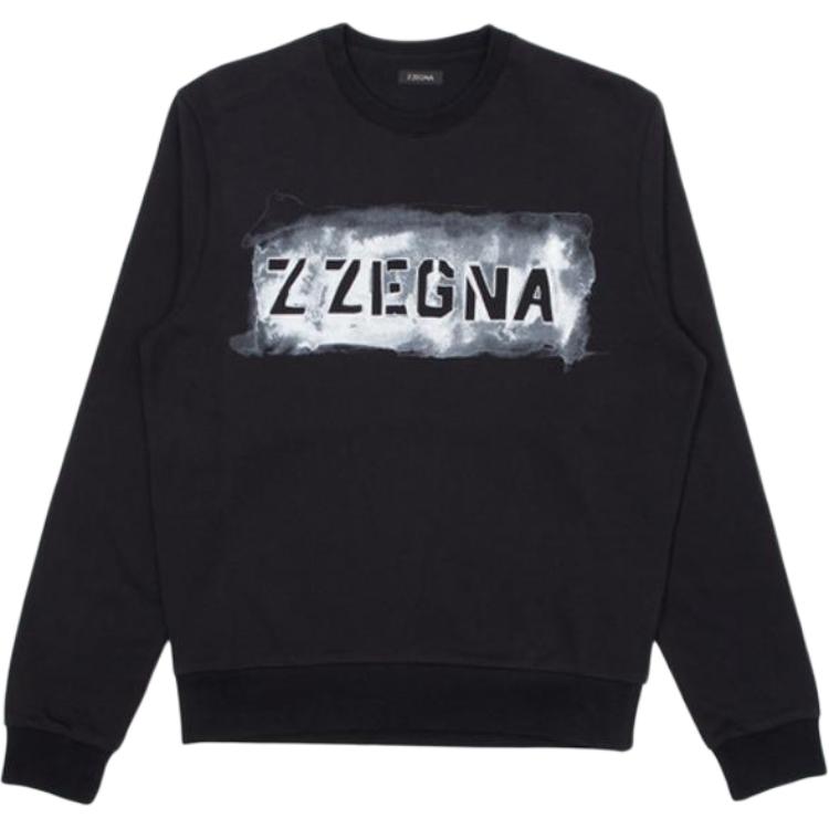 Z Zegna Black Sweatshirt with Letter Logo Print VS458-846A-7A3