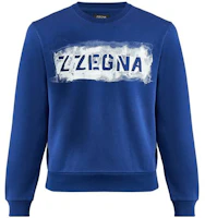 Z Zegna Blue Loose Fit Crewneck Sweatshirt with Logo Pattern. VS458-ZZ846A-7A2 Z Zegna Blue Loose Fit Crewneck Sweatshirt with Logo Pattern. VS458-ZZ846A-7A2