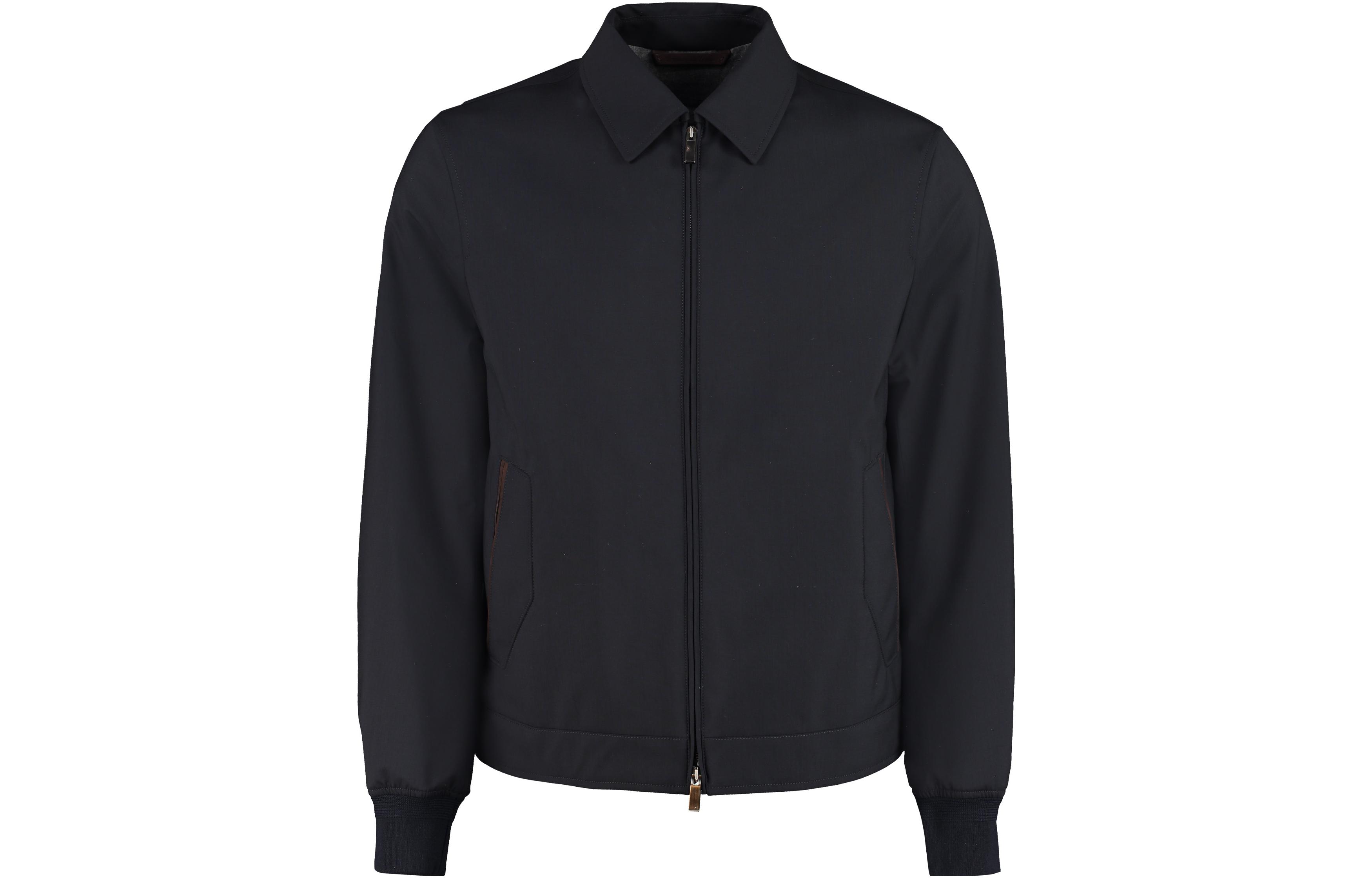 Z Zegna Blue Solid Zip-Up Collar Casual Jacket 7140KU7T20-531