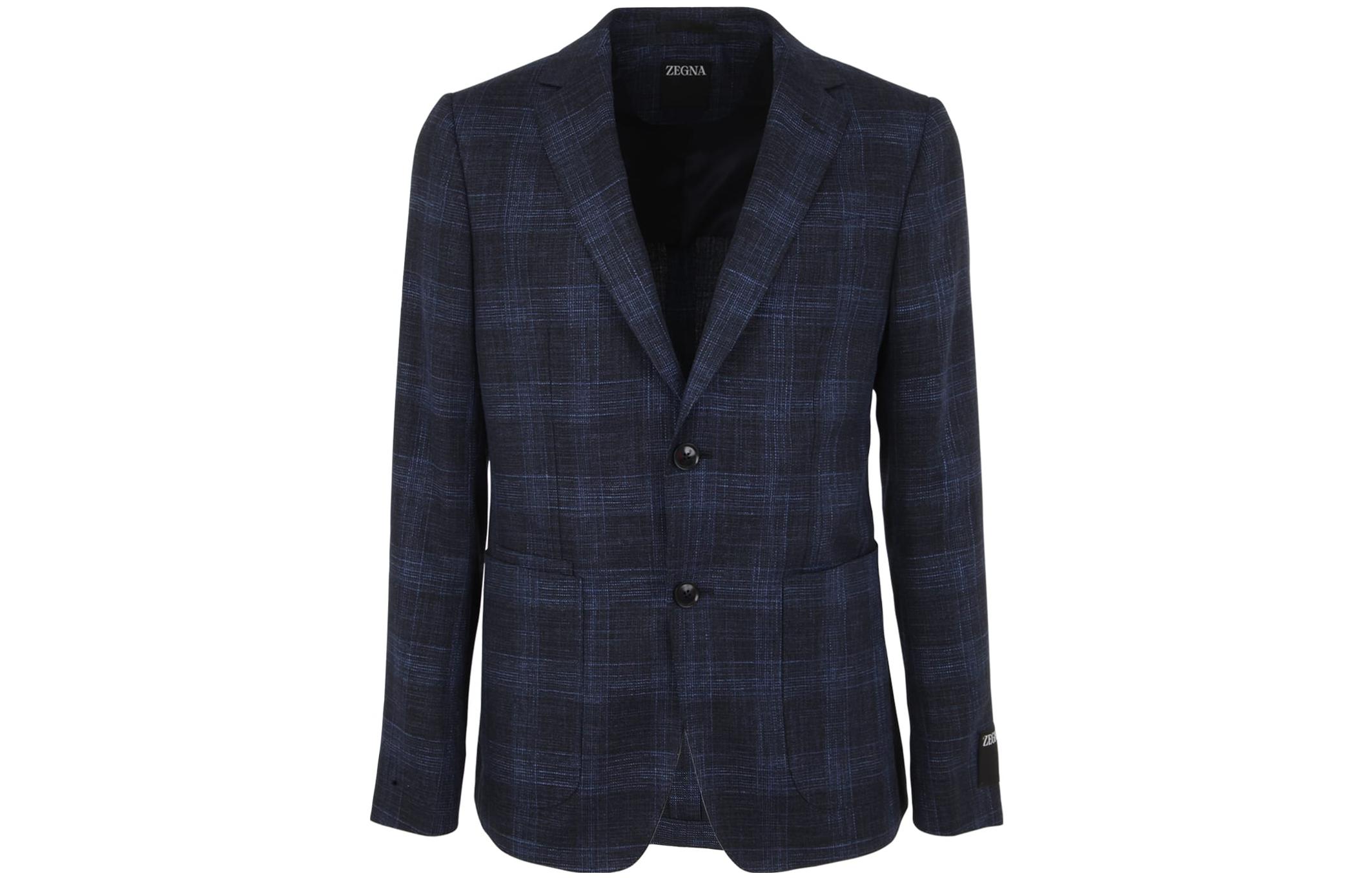 Z Zegna Checkered Single-Breasted Jacket Navy Blue 550791A51VDUG0DARK