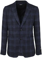 Z Zegna Checkered Single-Breasted Jacket Navy Blue 550791A51VDUG0DARK Z Zegna Checkered Single-Breasted Jacket Navy Blue 550791A51VDUG0DARK