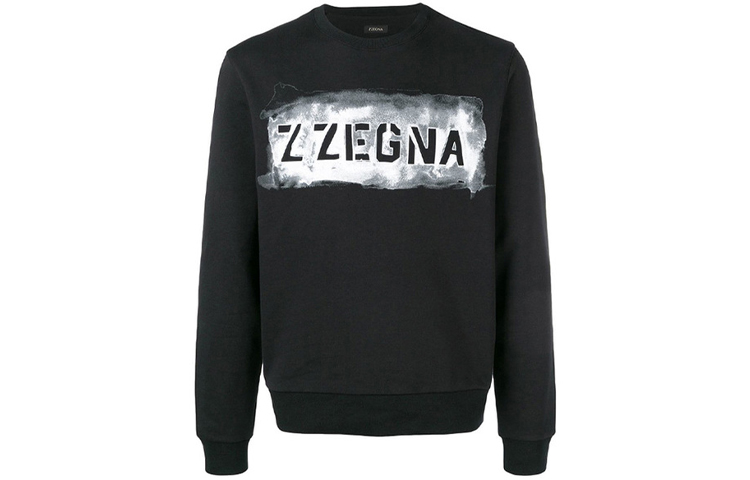 Z Zegna Distressed Graffiti Print Relaxed Crewneck Sweatshirt Black - VS458-ZZ846A-7A3
