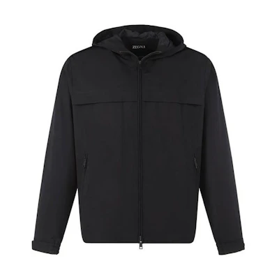 Z Zegna FW22 Black Solid Color Zip-Up Hoodie Jacket UATB1-A413-K09