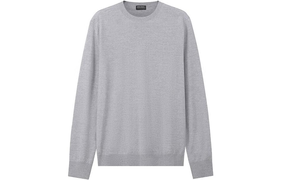 Order Z Zegna FW22 淺灰色圓領針織毛衣。 UAM00-110-K95