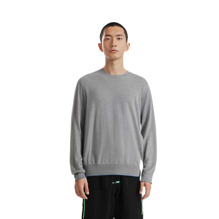 Purchase Z Zegna FW22 淺灰色圓領針織毛衣。 UAM00-110-K95