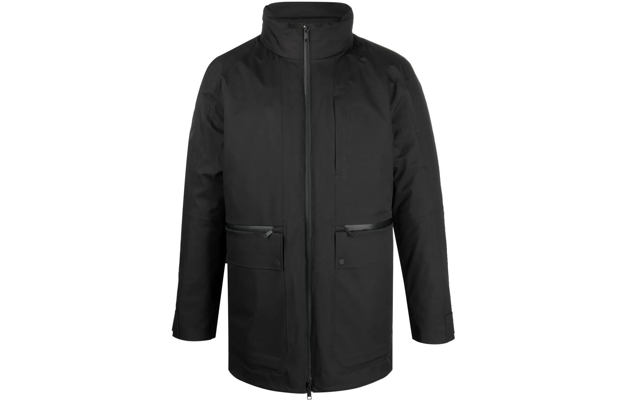 Z Zegna FW22 Black Solid Zip-Up Jacket with Stand Collar UATA4A417-001