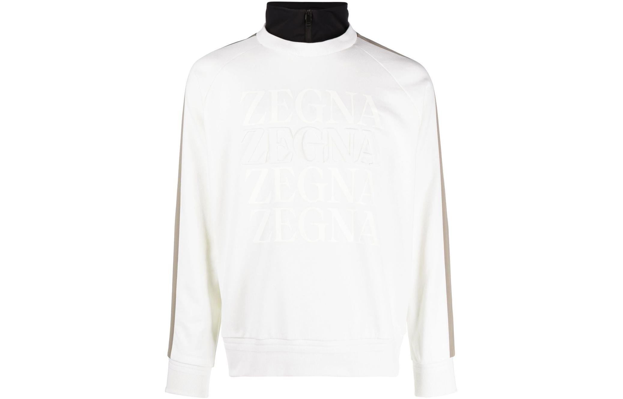 Z Zegna FW22 Colorblock Layered Logo Turtleneck Sweatshirt White - UA522ESC811-N01