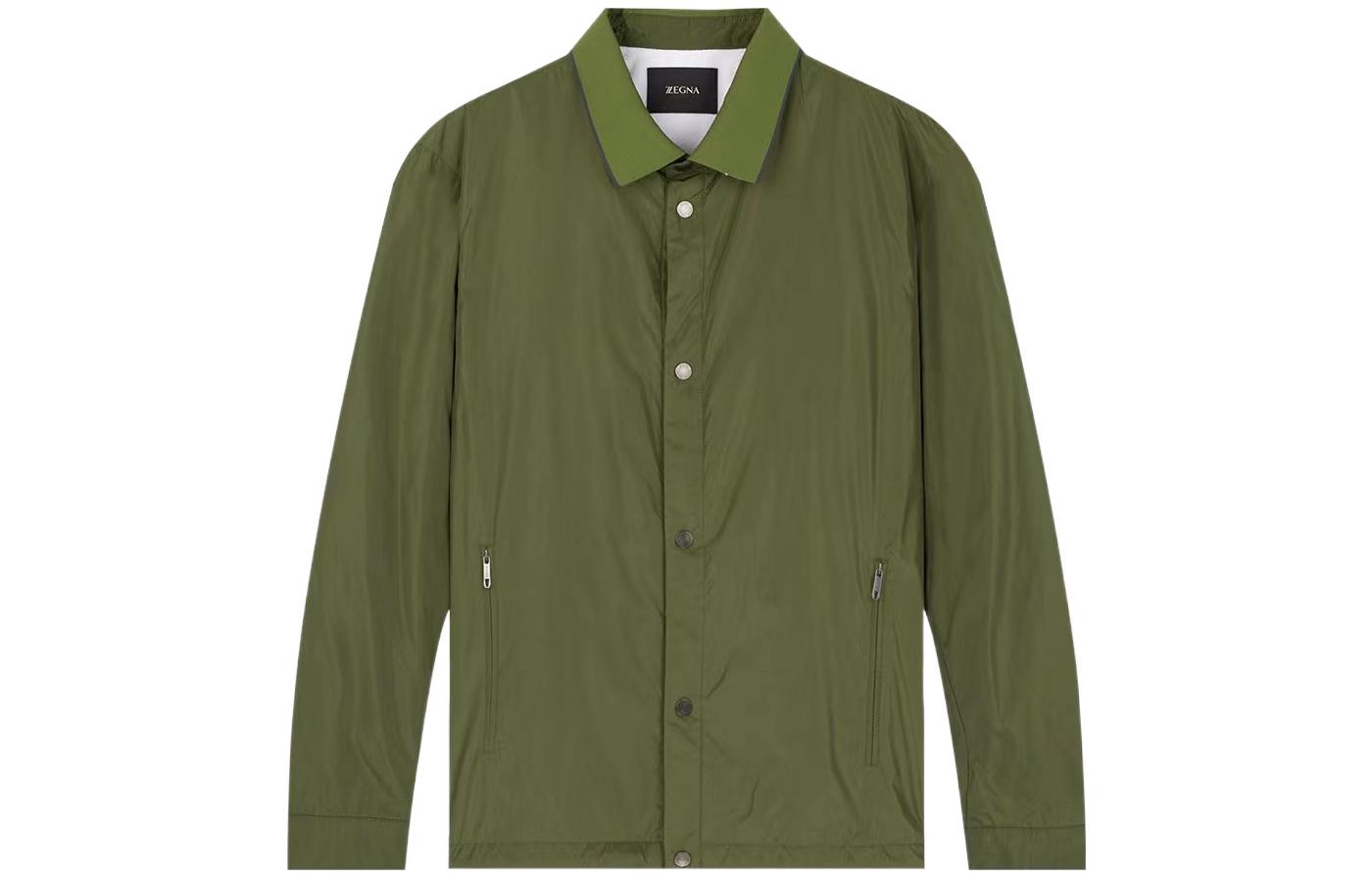 Z Zegna FW22 Solid Single-Breasted Long-Sleeve Jacket Dark Green VX018-ZZO013-V05