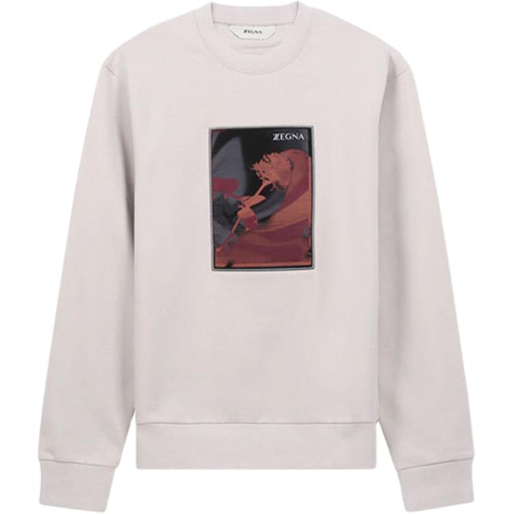 Z Zegna Graphic Print Crewneck Sweatshirt Men’s Beige VV458-ZZ856H-8H2