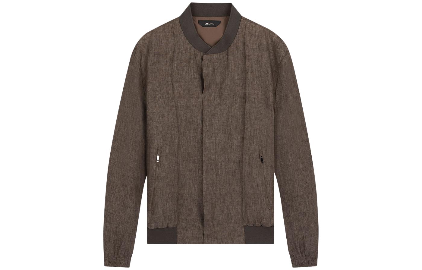 Z Zegna Light Brown Zip-Up Jacket with Solid Color Design. 776703-1GBBG0-8R