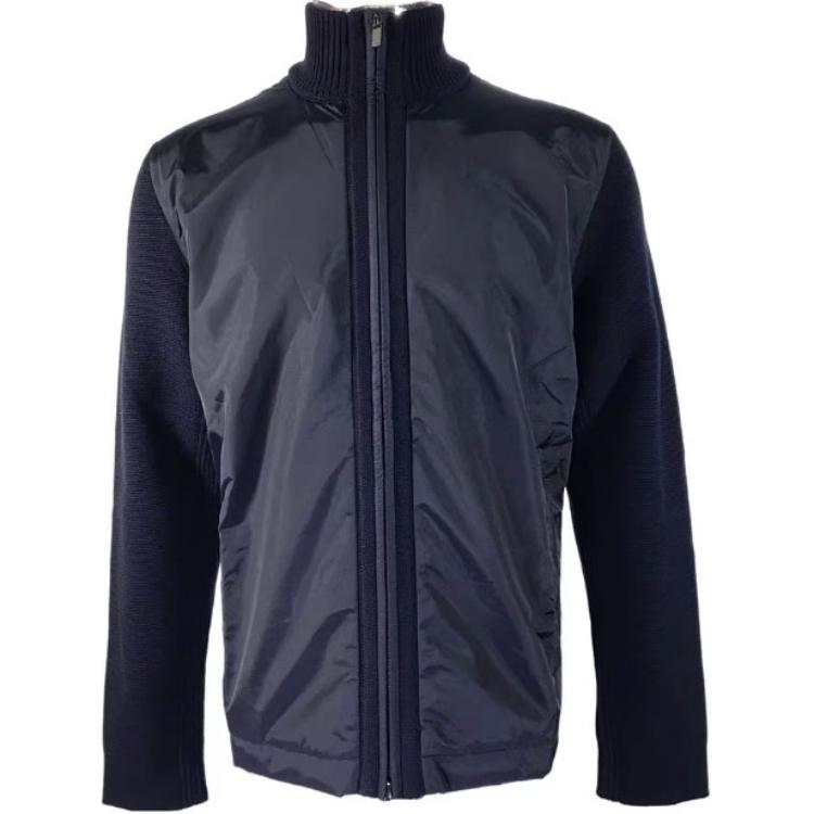 Z Zegna Navy Full-Zip Knit Jacket with Stand Collar ZS155-SFP66-B09