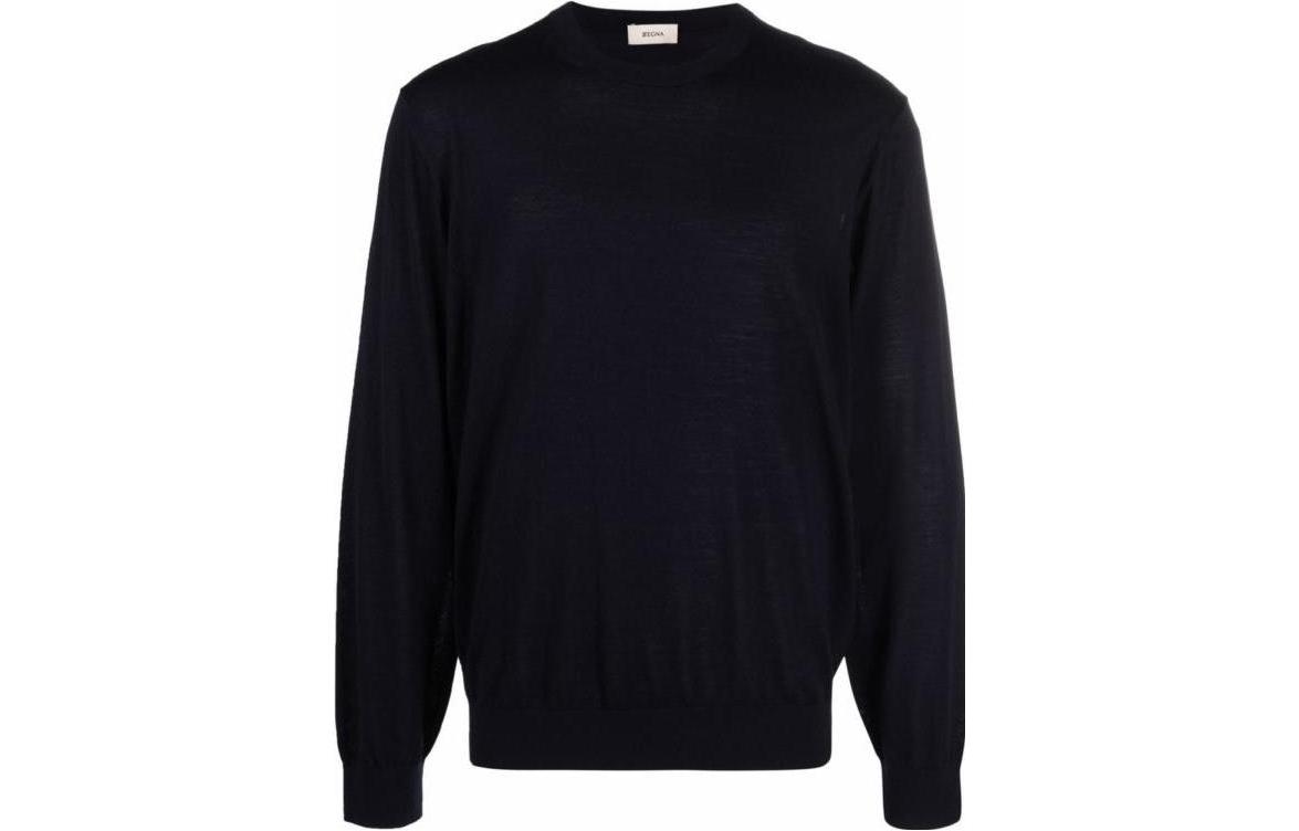Z Zegna Simple Black Crewneck Long-Sleeve Sweatshirt VYM96-ZZ110-B09