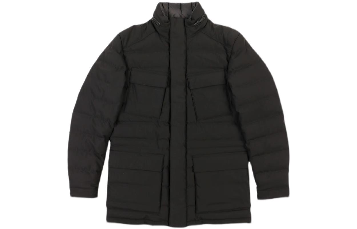 Z Zegna Solid Black Stand Collar Loose-Fit Jacket ZS133-SF025-K09