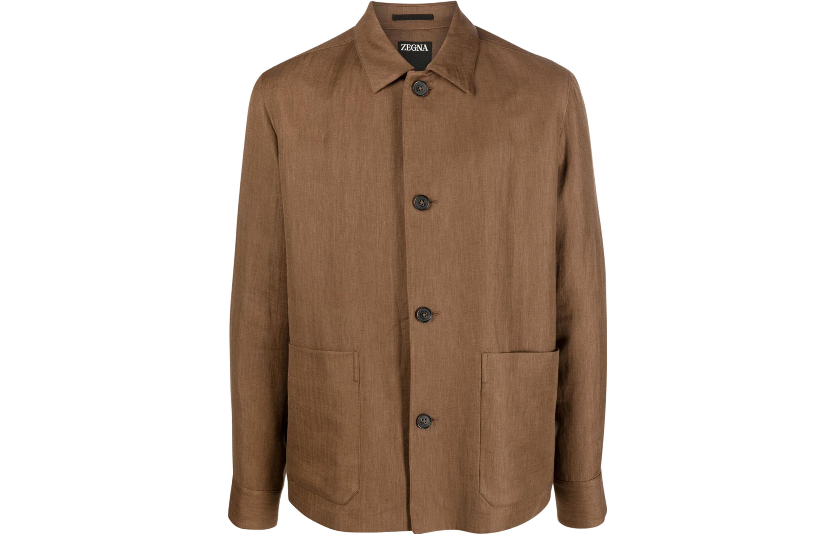 Z Zegna Solid Button-Up Long Sleeve Jacket Men’s CAMEL Beige 549C50A51DHAQ07