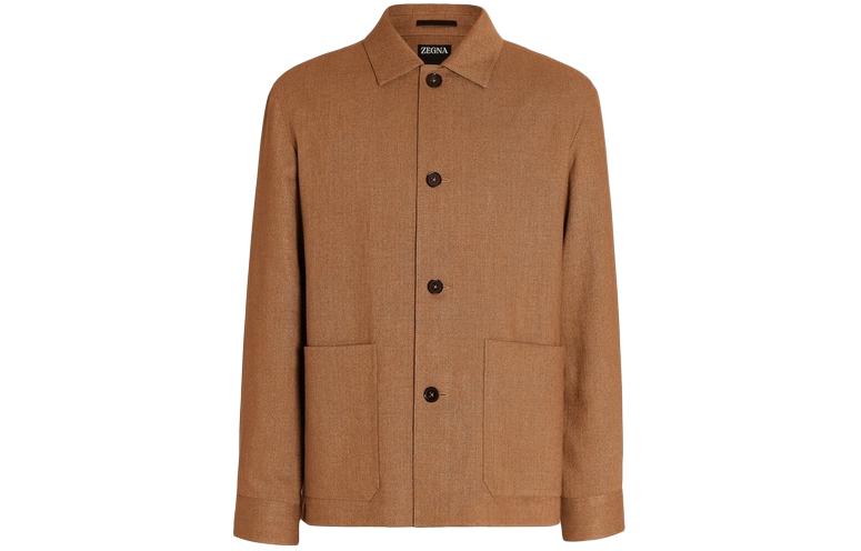 Z Zegna Solid Color Button-Up Jacket for Men in Brown 549C03A51DHAQ07