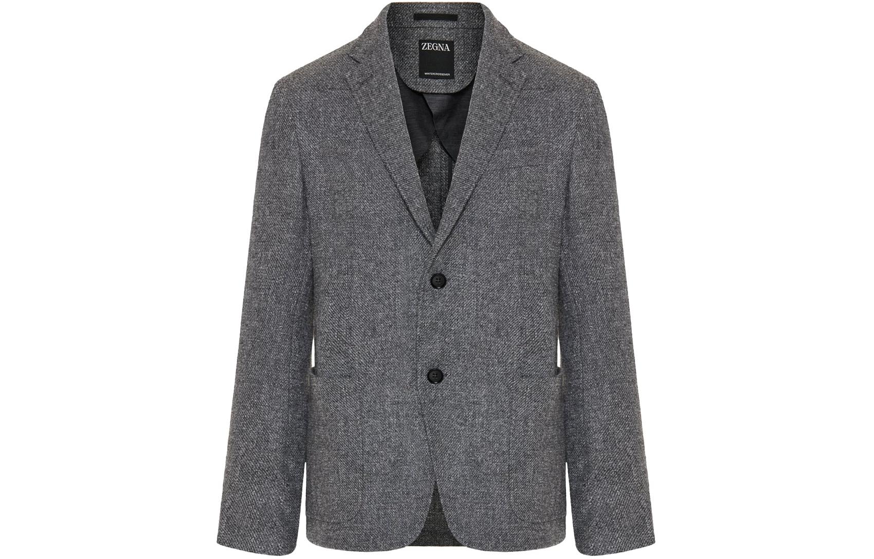 Z Zegna Solid Grey Notch Lapel Single-Breasted Long Sleeve Jacket UCC10A6SDF-300