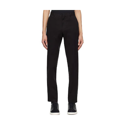 Z Zegna Solid Mid-Rise Slim Fit Zip Casual Pants Men’s Black UDI17A-7TR00-K09