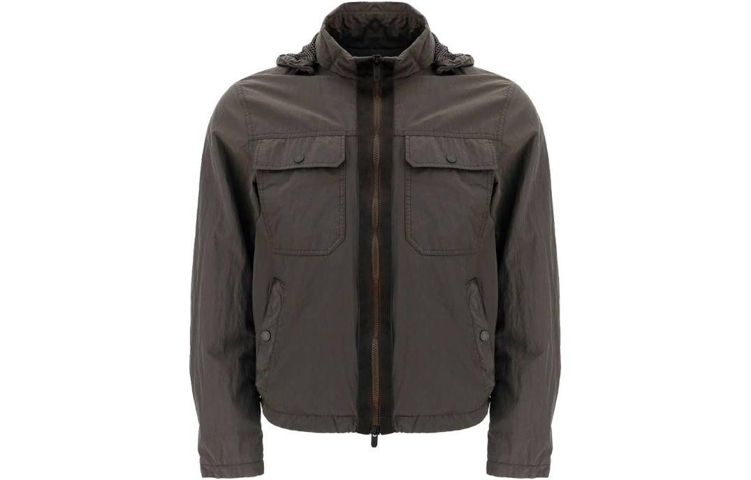Z Zegna Solid Multi-Pocket Hooded Jacket Men’s Brown Gray VW054-ZZ045-N08