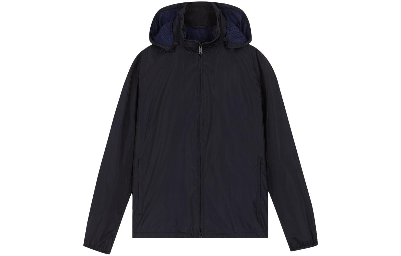 Z Zegna Solid Navy Blue Casual Hooded Jacket for Men VX018-ZZ0020-B09