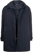 Z Zegna Solid Navy Blue Relaxed Fit Layered Zip Hoodie Jacket. VY037-ZZ203-B09 Z Zegna Solid Navy Blue Relaxed Fit Layered Zip Hoodie Jacket. VY037-ZZ203-B09