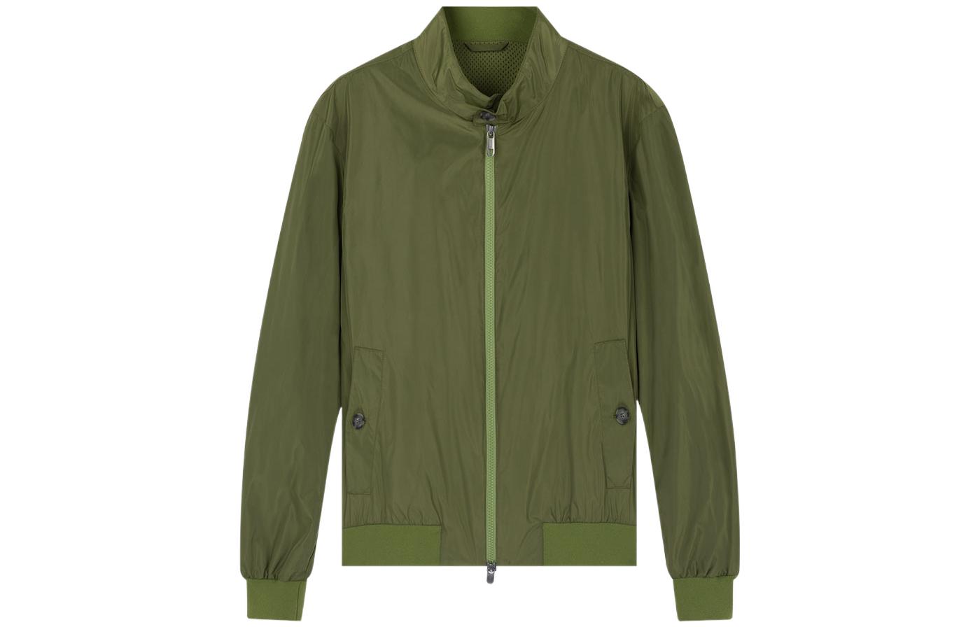 Z Zegna Solid Zip-Up Stand Collar Jacket Green Men’s Long Sleeve Outerwear VX018ZZ-O017-V05
