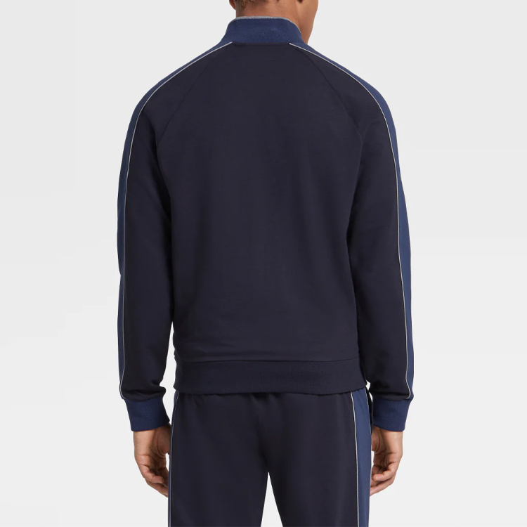 Shop Z Zegna SS21 深藍色拉鏈莫代爾棉外套 VV451-ZZ873-B09