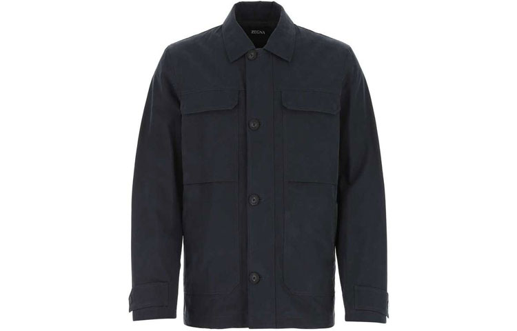 Z Zegna SS21 Black Long-Sleeve Button-Up Jacket VW034-ZZ108-B09