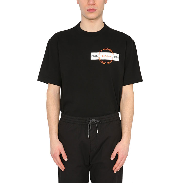 Shop Z Zegna SS21 黑色短袖圓領T恤 VW362-ZZ649P-6P1