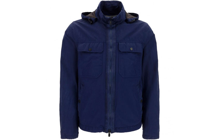 Z Zegna SS21 Navy Blue Hooded Solid Color Zip-Up Jacket VW054-ZZ045-A07