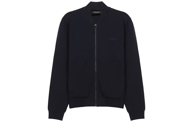 Z Zegna SS21 Solid Logo Zip Jacket  Navy Blue V8451-ZZ876-B09