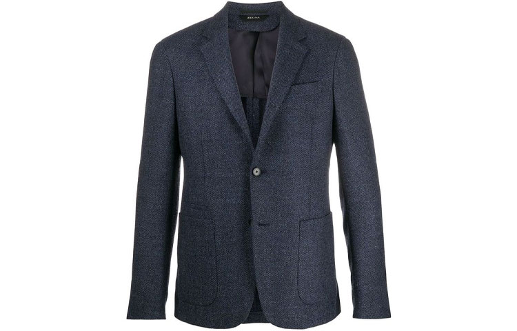 Z Zegna SS21 Solid Single-Breasted Wool Blazer Jacket Men’s Blue 85078-21VS-FG0