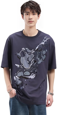 Z Zegna SS22 抽象印花寬鬆藍色圓領T恤。 VZ364ZZ651A-6A1 Purchase Z Zegna SS22 抽象印花寬鬆藍色圓領T恤。 VZ364ZZ651A-6A1