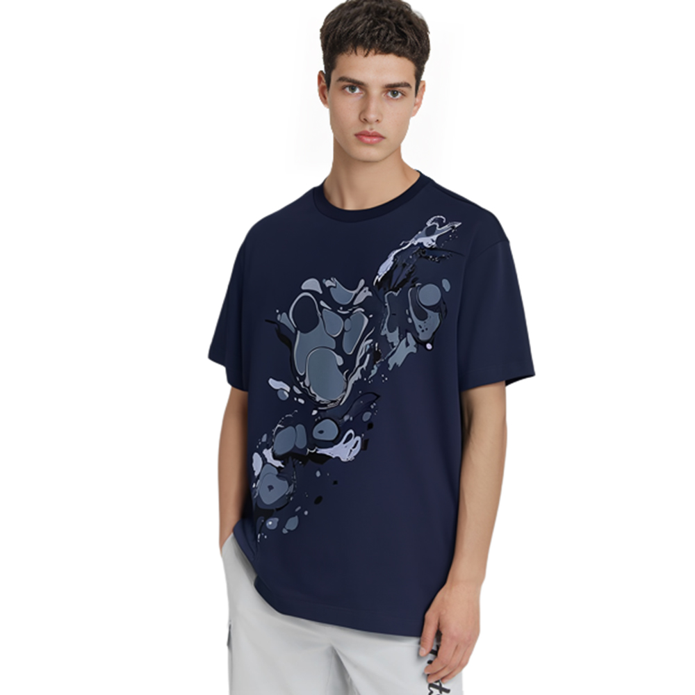 Details for Z Zegna SS22 抽象印花寬鬆藍色圓領T恤。 VZ364ZZ651A-6A1